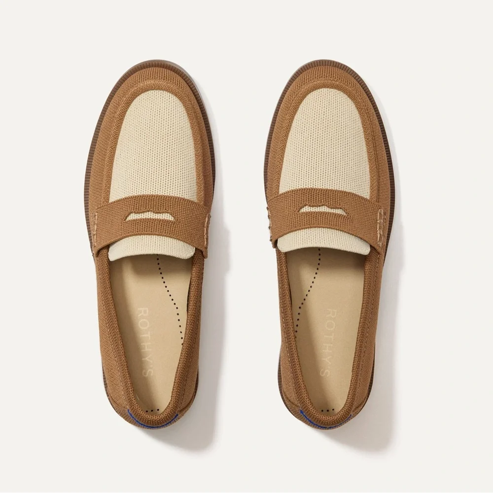 Rothy's Women's Brown and Cream Penny Loafer - Picture 1 of 3